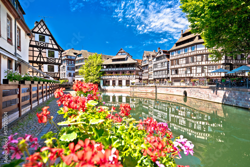 Town of Strasbourg canal and historic architecture in historic Little French quarters