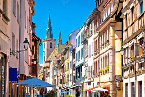 Colorful street of historic city center of Strasbourg