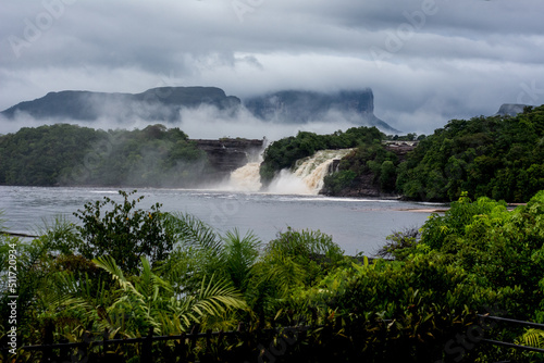 Canaima Lagoon. Waterfall. Jump The Toad, The Ax. National park Canaima. Venezuela photo