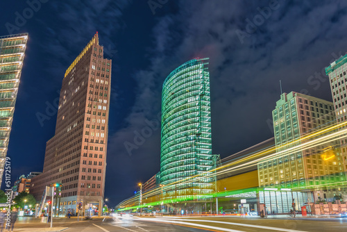 Photography Berlin Germany, night city skyline at Potsdamer Platz