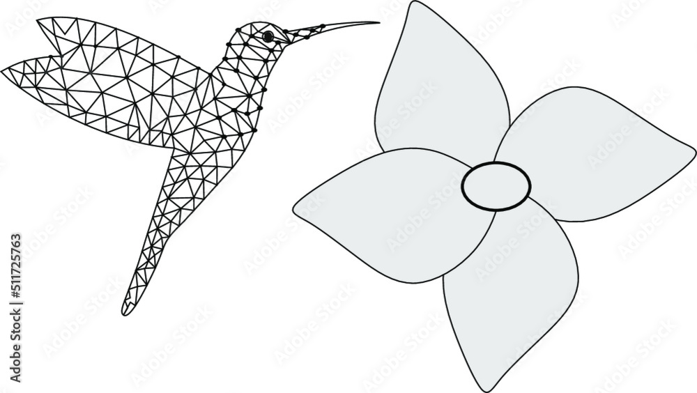 bird with flower low poly vector illustration. bird with flower low poly vector illustration.