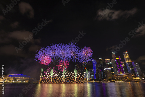 Singapore fireworks display countdown celebration at Marina Bay, Colorful New Year Firework