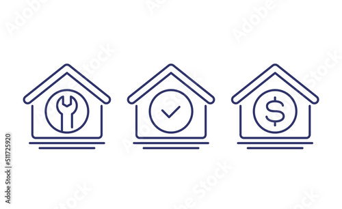 house maintenance line icons, vector