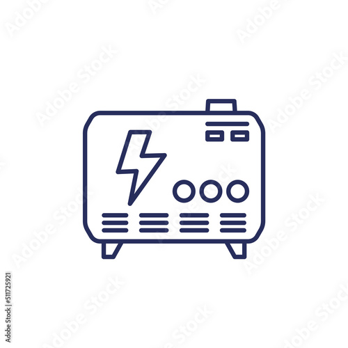 portable power generator line icon on white