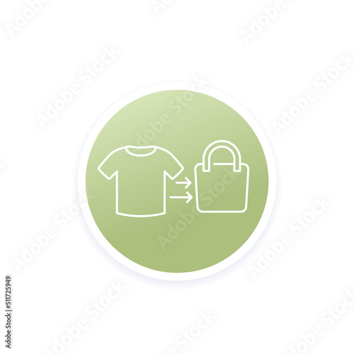 upcycling line icon, reuse old clothes, vector