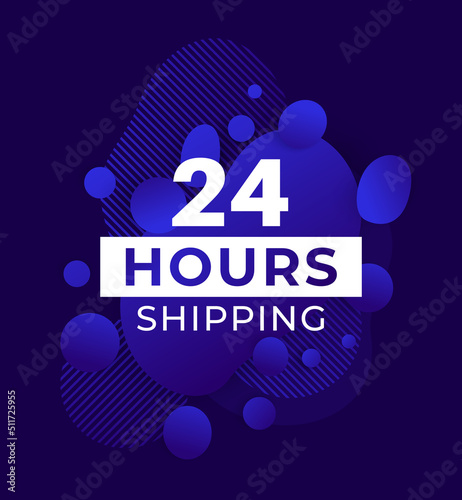 24 Hours shipping banner design, vector
