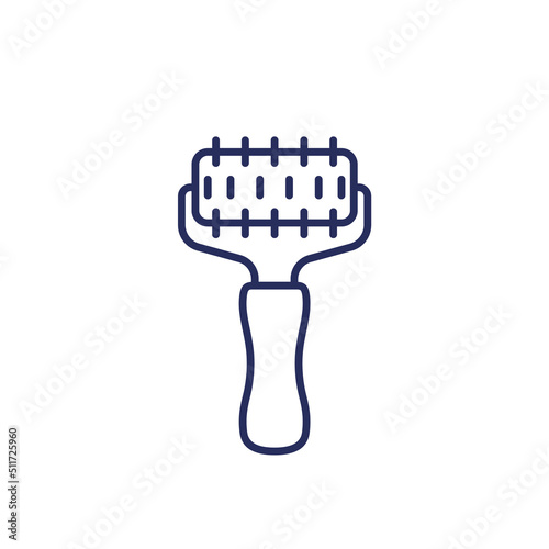 Bee uncapping roller line icon on white