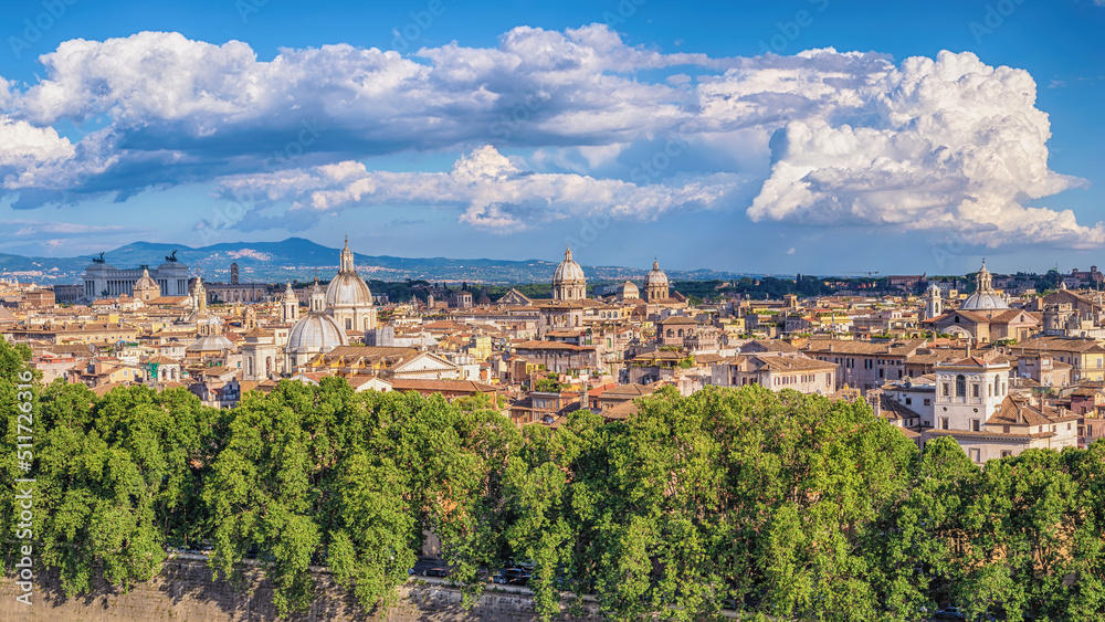 Rome Italy high angle view panorama city skyline