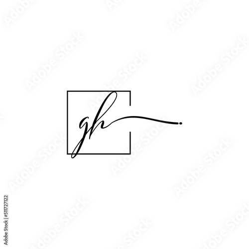 GH signature square logo initial concept with high quality logo design photo