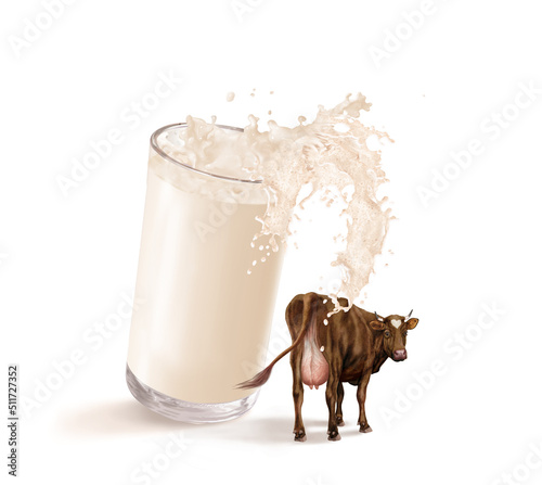lait, vache à lait, en verre, boire, verser, full, débordé, blanc, aliment, sain, boisson, exploitation laitière, liquide, frais, froid, petit déjeuner, produit, calcium, protéine, santé, régime, nutr photo