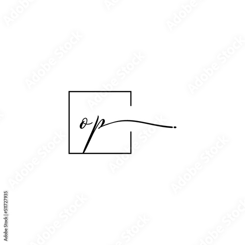 OP signature square logo initial concept with high quality logo design