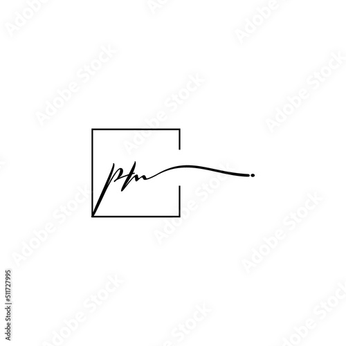 PM signature square logo initial concept with high quality logo design