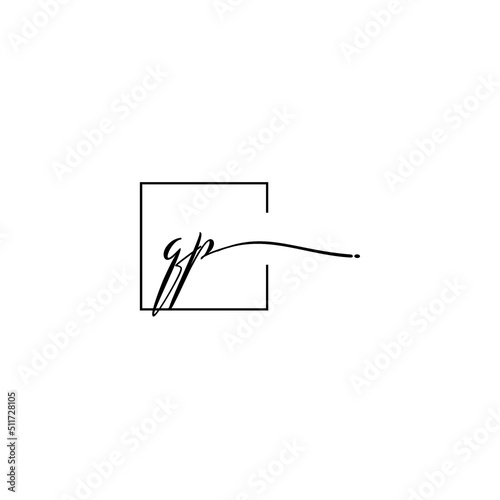 QP signature square logo initial concept with high quality logo design photo