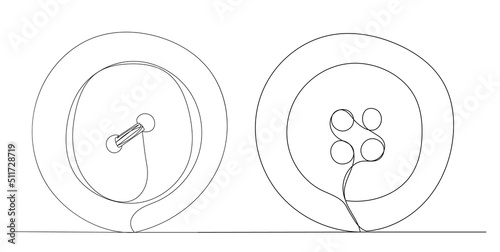 Buttons for clothes one continuous line drawing, vector sketch