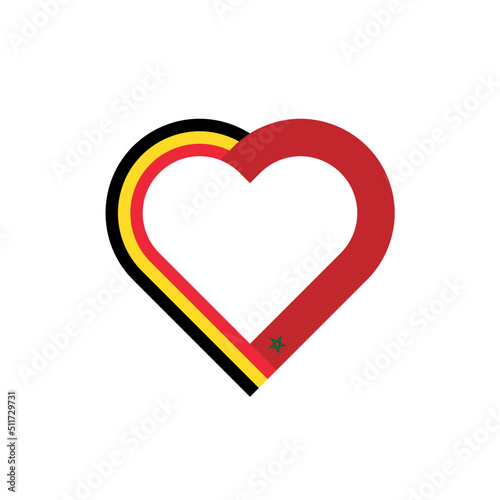 unity concept. heart ribbon icon of belgium and morocco flags. vector illustration isolated on white background