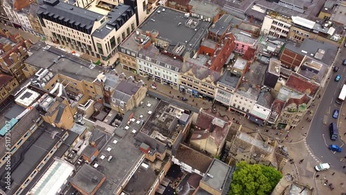 Cornmarket Street Pedestrian Zone in the city of Oxford - view from above - travel photography photo