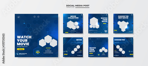 Movie collection template polygon style for social media post