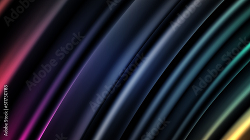 Abstract modern technology glowing neon colors lighting fluid flowing motion on dark background