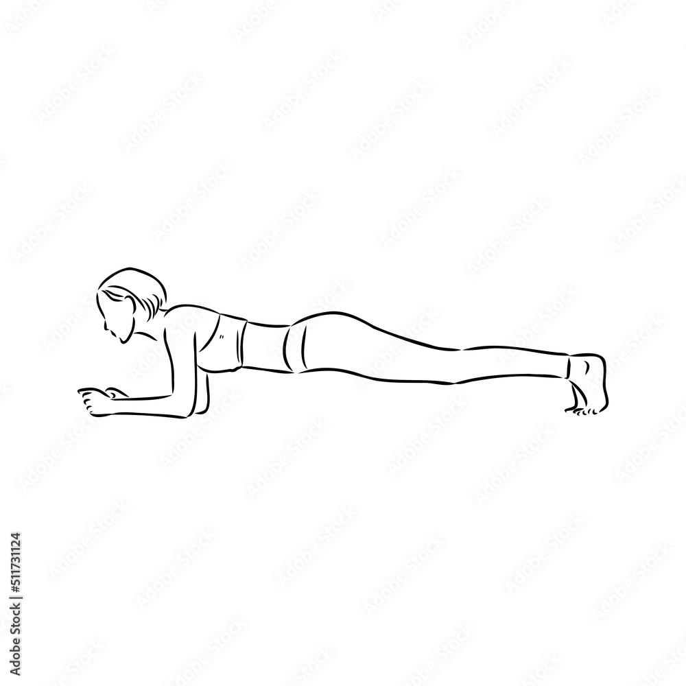a plank position indoors. hand drawn style vector design illustrations. a plank position indoors. hand drawn style vector design illustrations.