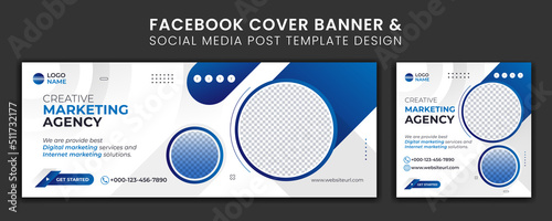 creative marketing agency facebook cover banner and social media post template design