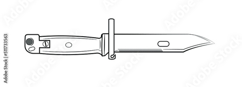 Foto Vector illustration of the soviet 6H4 bayonet for the Kalashnikov carbine on the