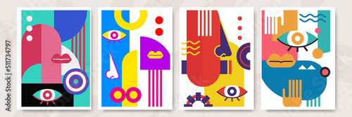 Abstract pop art collage surrealism face design vector illustration. Designed for NFT, token, wallpaper, poster, crypto, punk, aesthetic poster. NFT token in crypto artwork for blockchain digital art