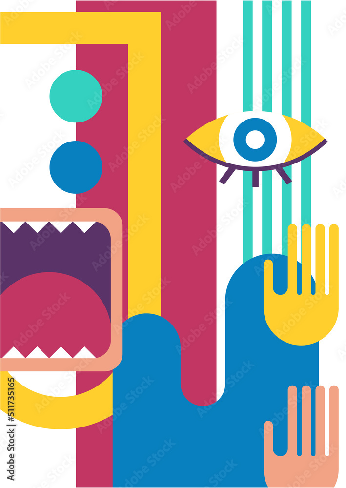 Abstract pop art collage surrealism face design vector illustration. Designed for NFT, token, wallpaper, poster, crypto, punk, aesthetic poster. NFT token in crypto artwork for blockchain digital art Abstract pop art collage surrealism face design vector illustration. Designed for NFT, token, wallpaper, poster, crypto, punk, aesthetic poster. NFT token in crypto artwork for blockchain digital art
