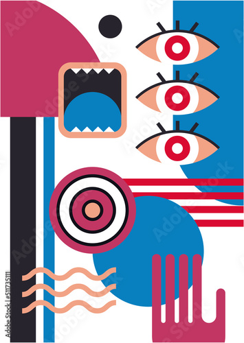 Abstract pop art collage surrealism face design vector illustration. Designed for NFT  token  wallpaper  poster  crypto  punk  aesthetic poster. NFT token in crypto artwork for blockchain digital art