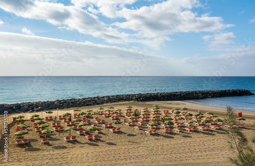 Gran Canaria beach with clear blue sky, Canary Islands, Spain
