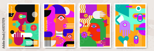 Abstract pop art collage surrealism face design vector illustration. Designed for NFT, token, wallpaper, poster, crypto, punk, aesthetic poster. NFT token in crypto artwork for blockchain digital art