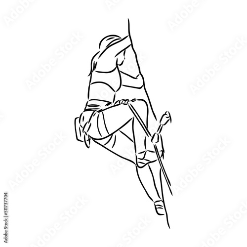 climber climbing a cliff, rock climber vector sketch