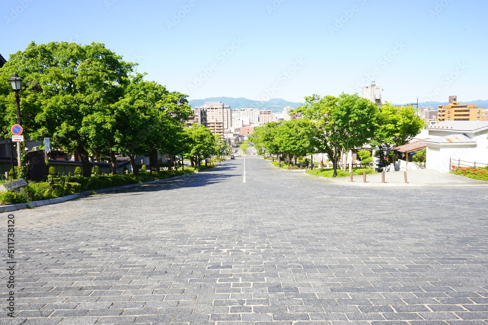 Obraz premium Nijukken Zaka Slope in Hakodate, Hokkaido, Japan - 日本 北海道 函館 二十間坂 