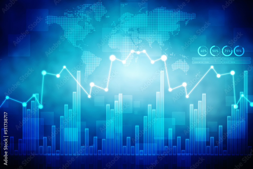 2d rendering Stock market online business concept. business Graph 2d rendering Stock market online business concept. business Graph