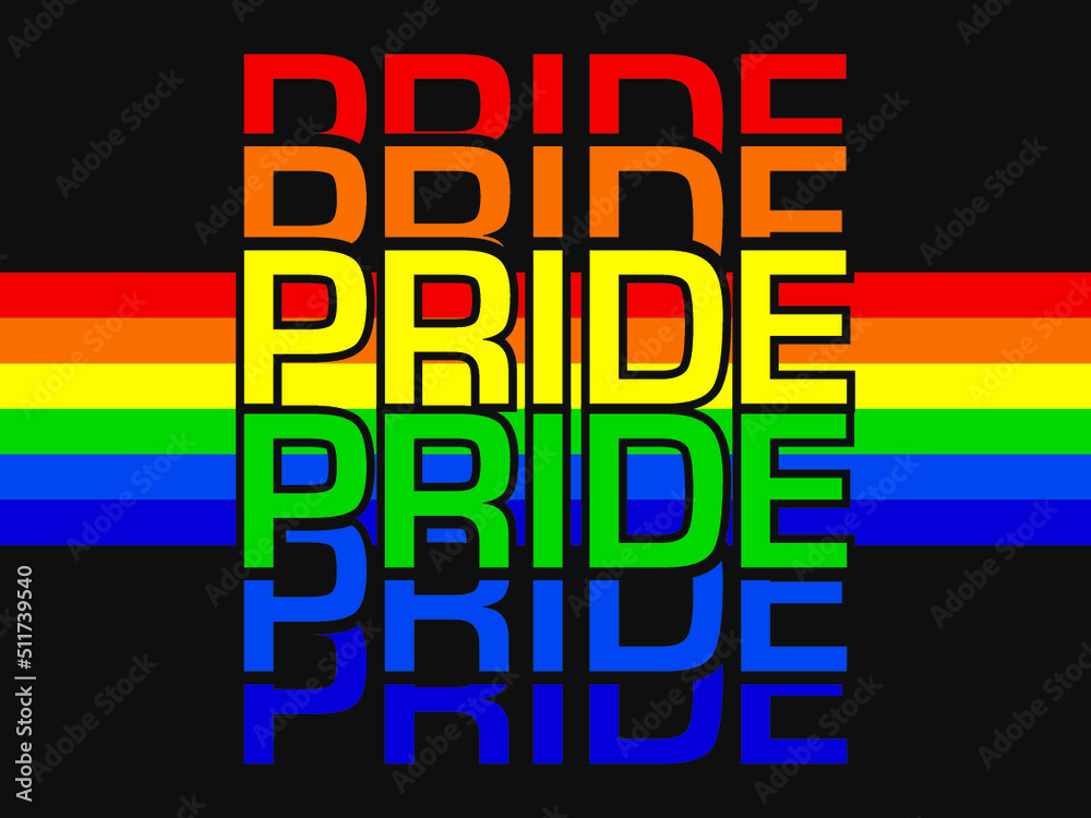 Plantilla de vectores LGBTQ pride, tipografía colorida arcoíris