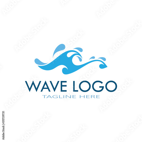 water wave logo design template icon vintage vector