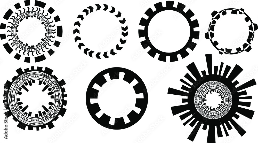BW Mandala Brush Circle Pattern. Black and white template for creative design.