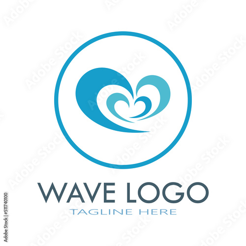 water wave logo design template icon vintage vector