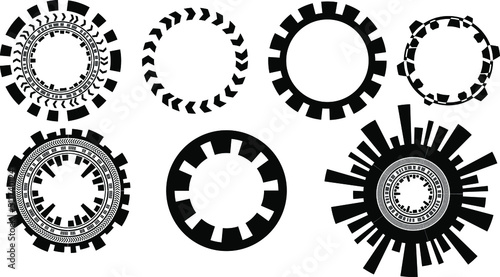 BW Mandala Brush Circle Pattern. Black and white template for creative design.