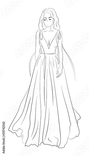 Vector illustration of a bride in a wedding dress