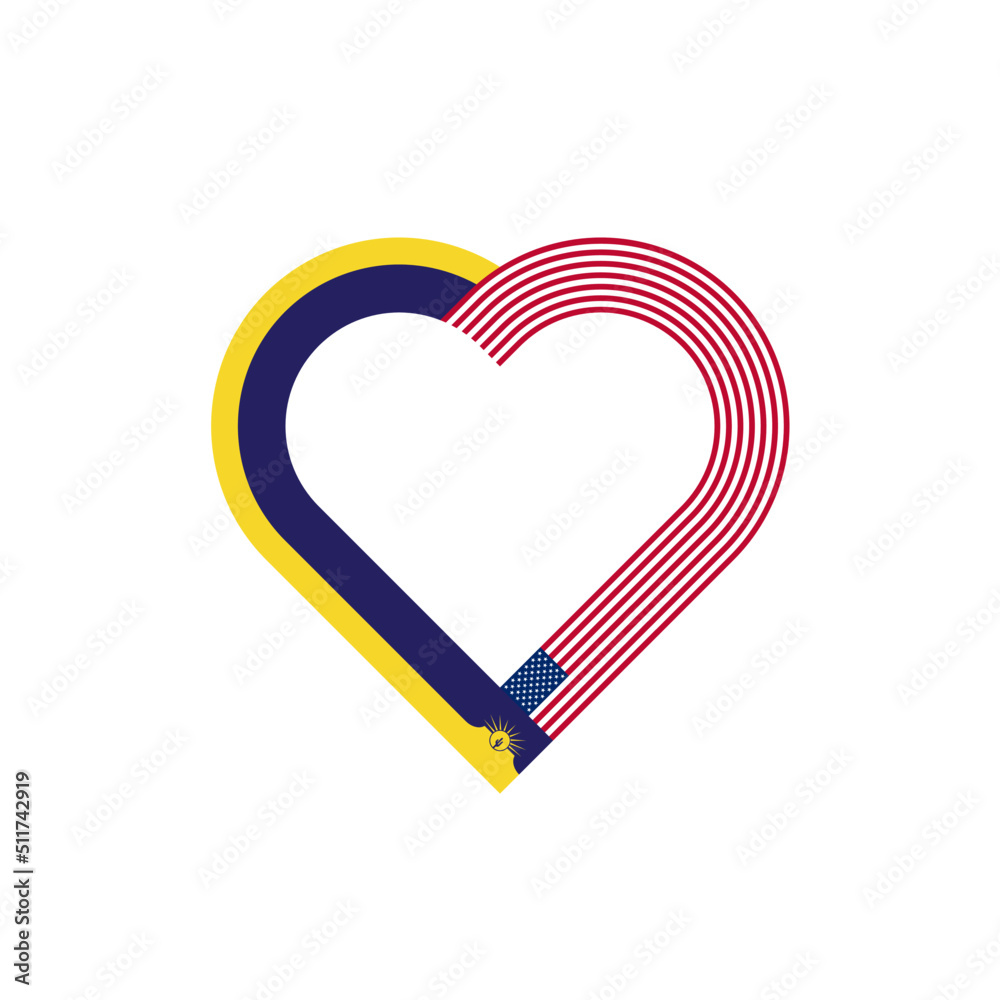 unity concept. heart ribbon icon of mesa and united states flags. vector illustration isolated on white background