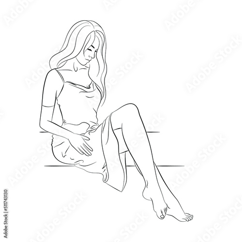 Vector illustration of a young woman in evening dress