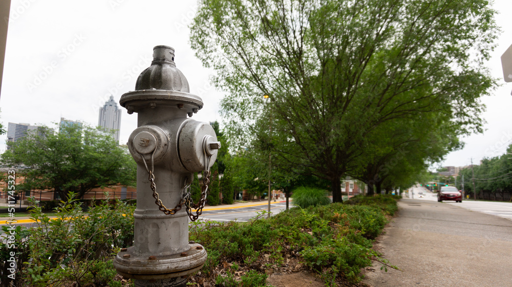 A gray fire hydrant on the street