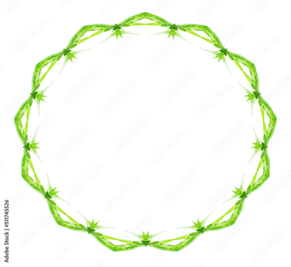 A green plant circle frame, computer generated