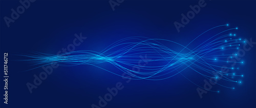 AI wave lines neural network. Vector background of Artificial