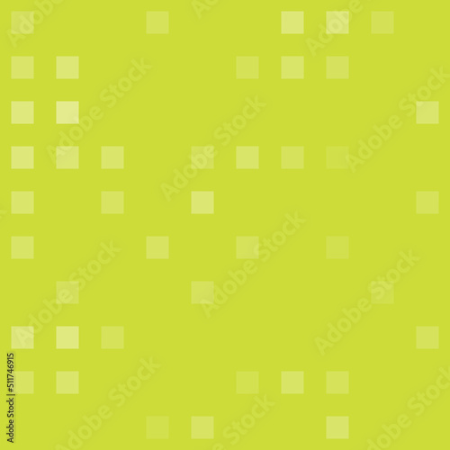 Abstract seamless geometric pattern. Mosaic background of white squares. Evenly spaced big shapes of different color. Vector illustration on lime background