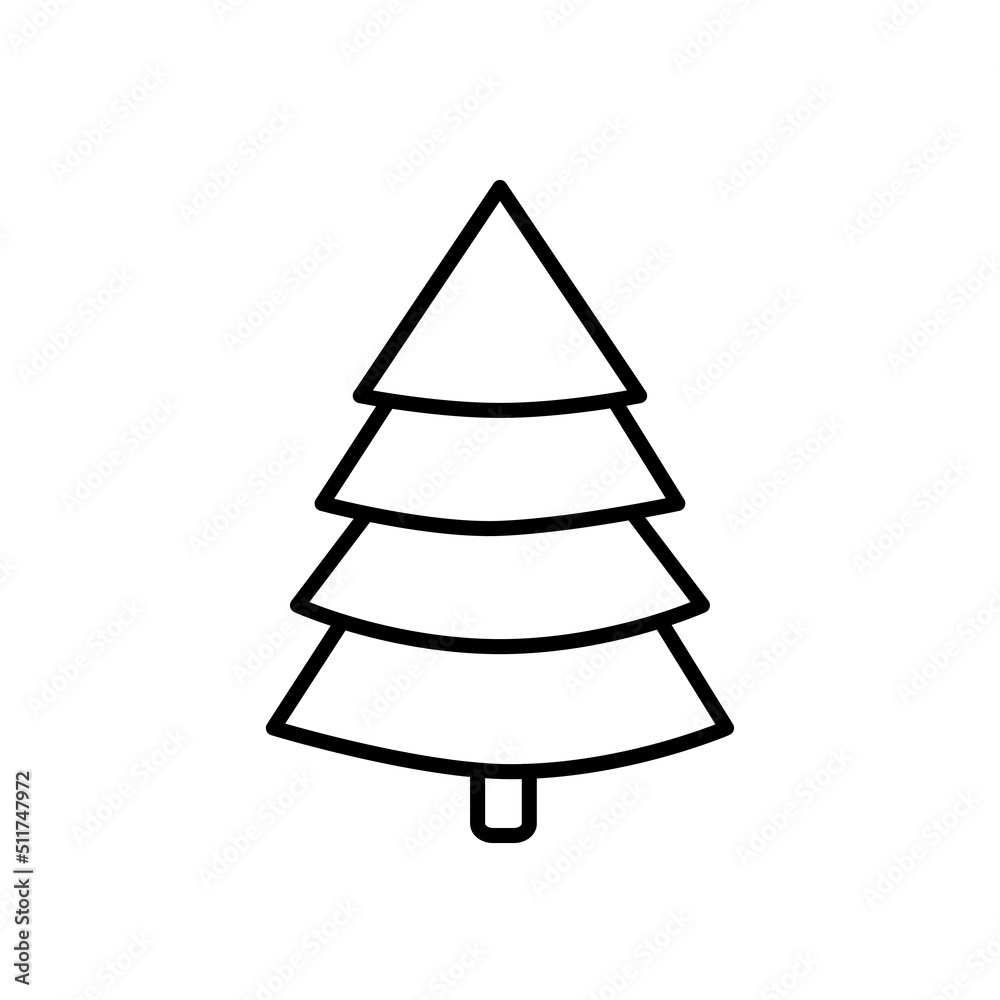 Fir tree black line icon. Pine illustration isolated on white background. Outline simple vector drawing. Abstract fir tree illustration. Winter line icon Fir tree black line icon. Pine illustration isolated on white background. Outline simple vector drawing. Abstract fir tree illustration. Winter line icon
