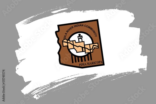 Flag of the Gila River Indian Community (GRIC), USA. A Native American banner brush concept. Horizontal vector Illustration isolated on white background.  