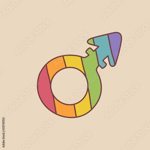 LGBT Rainbow other gender symbol symbol in doodle style. Isolated vector illustration pride month symbol for design poster, postcard, banner and background.