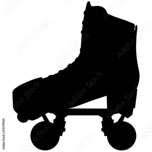Roller skates shoes derby, Boots retro old school sport. Detailed realistic silhouette