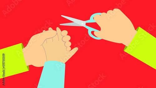 cutting a child's nails with scissors